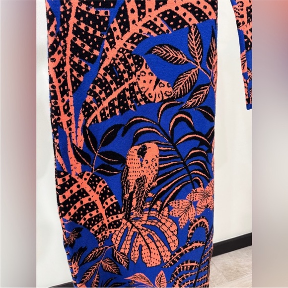 Farm Rio Blue Tropical Gold Long Sleeve Dress - Picture 10 of 10